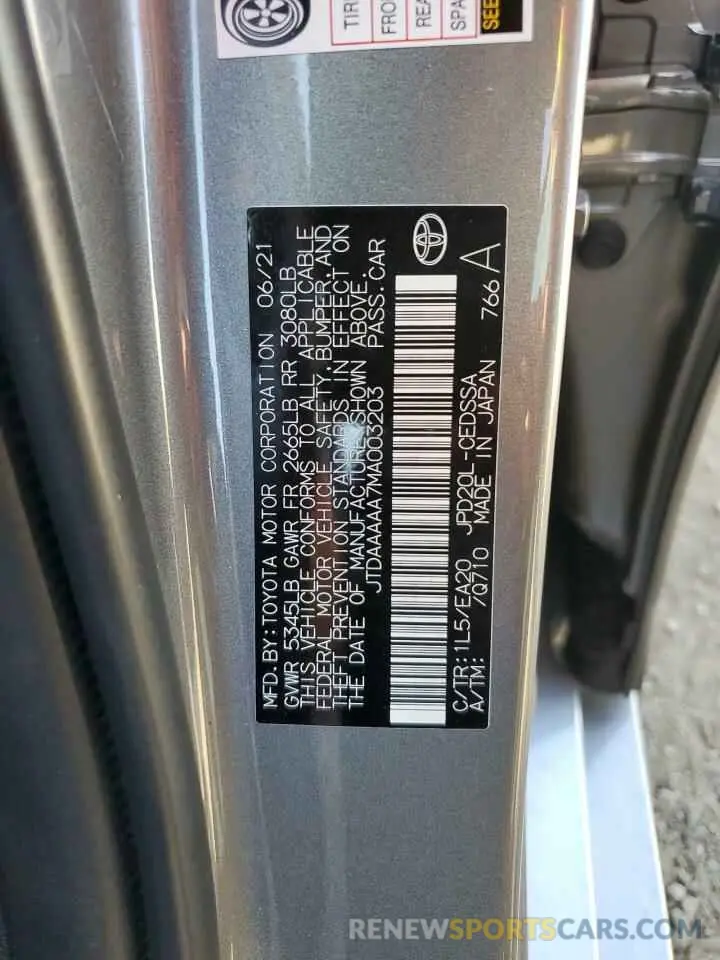 12 Photograph of a damaged car JTDAAAAA7MA003203 TOYOTA MIRAI 2021