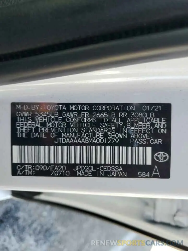 13 Photograph of a damaged car JTDAAAAA8MA001279 TOYOTA MIRAI 2021