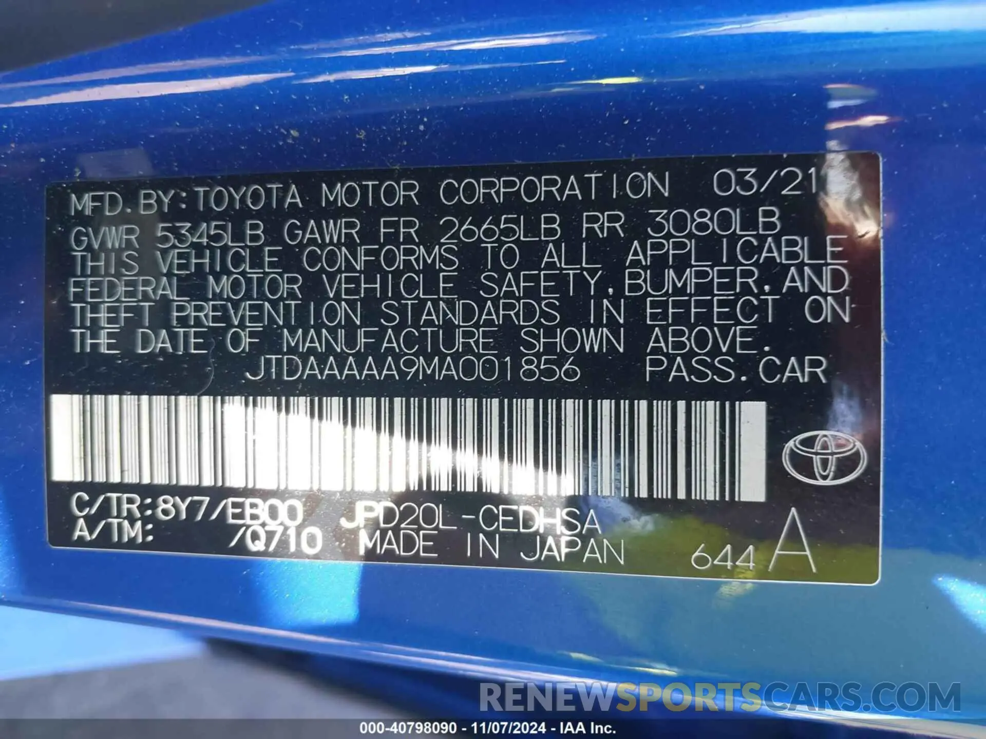 9 Photograph of a damaged car JTDAAAAA9MA001856 TOYOTA MIRAI 2021