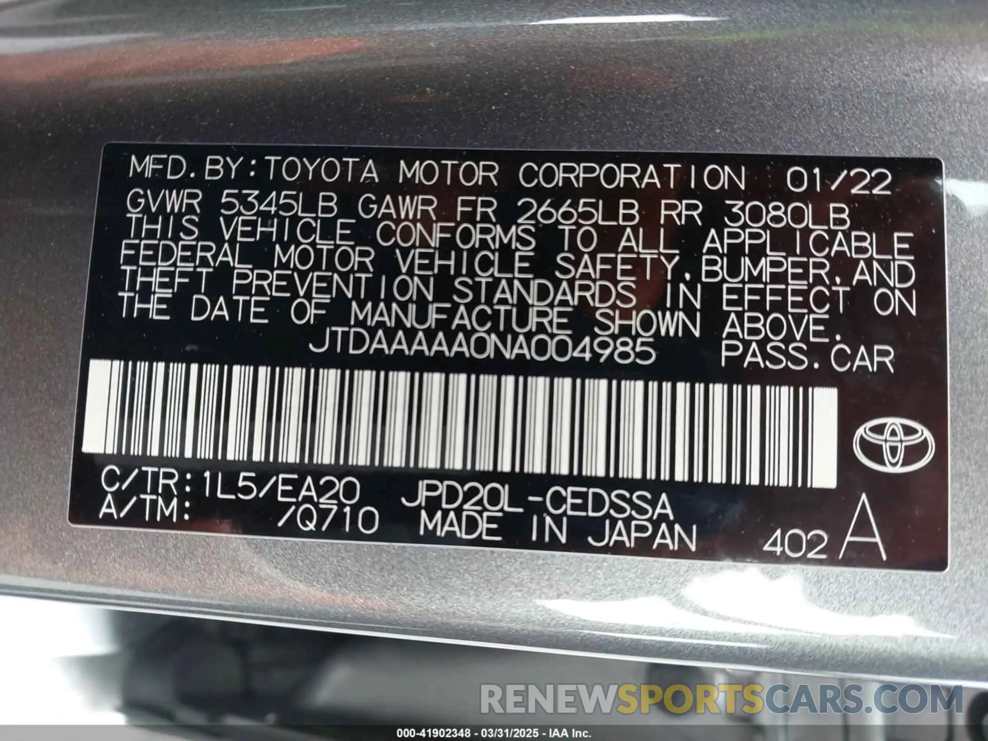 9 Photograph of a damaged car JTDAAAAA0NA004985 TOYOTA MIRAI 2022