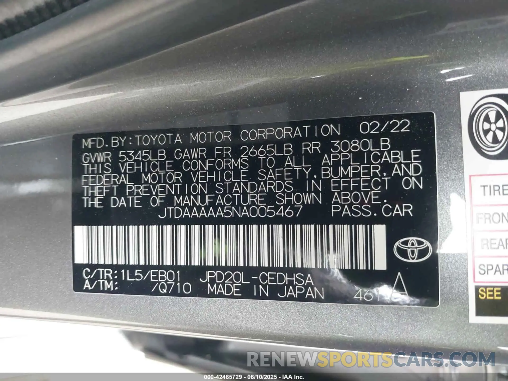 9 Photograph of a damaged car JTDAAAAA5NA005467 TOYOTA MIRAI 2022