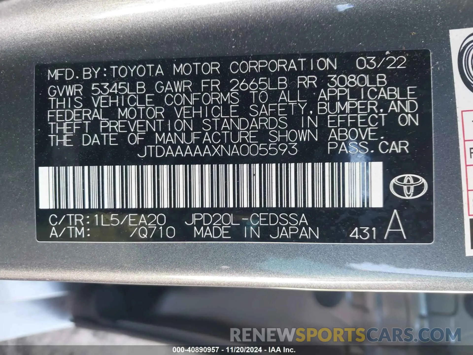 9 Photograph of a damaged car JTDAAAAAXNA005593 TOYOTA MIRAI 2022