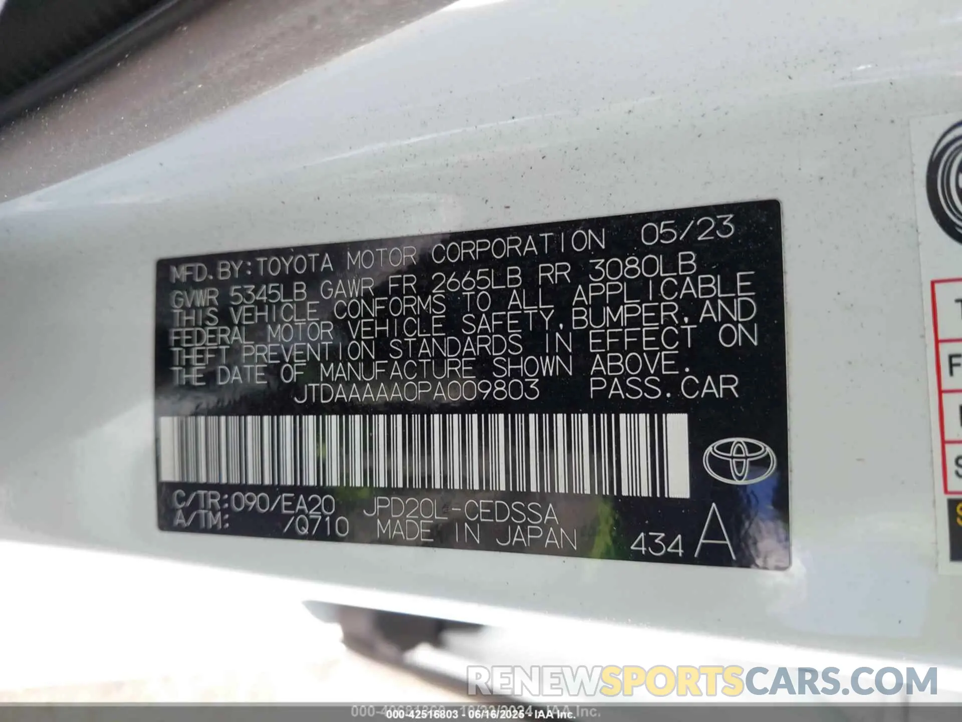 9 Photograph of a damaged car JTDAAAAA0PA009803 TOYOTA MIRAI 2023