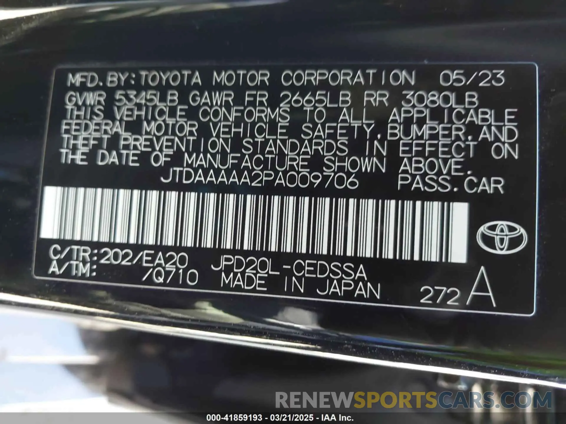 9 Photograph of a damaged car JTDAAAAA2PA009706 TOYOTA MIRAI 2023