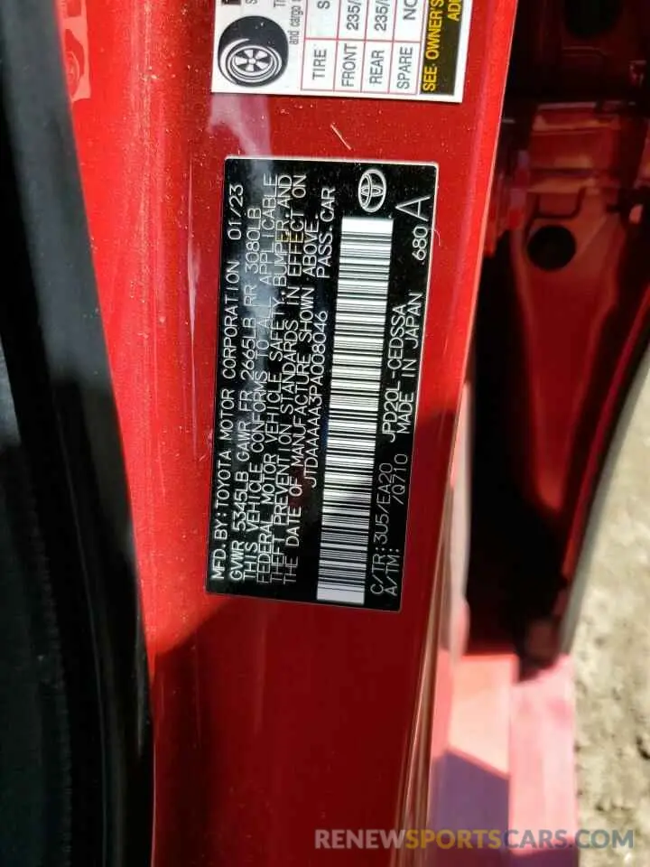 12 Photograph of a damaged car JTDAAAAA3PA008046 TOYOTA MIRAI 2023