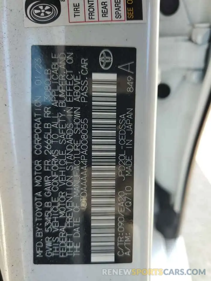 12 Photograph of a damaged car JTDAAAAA4PA008055 TOYOTA MIRAI 2023