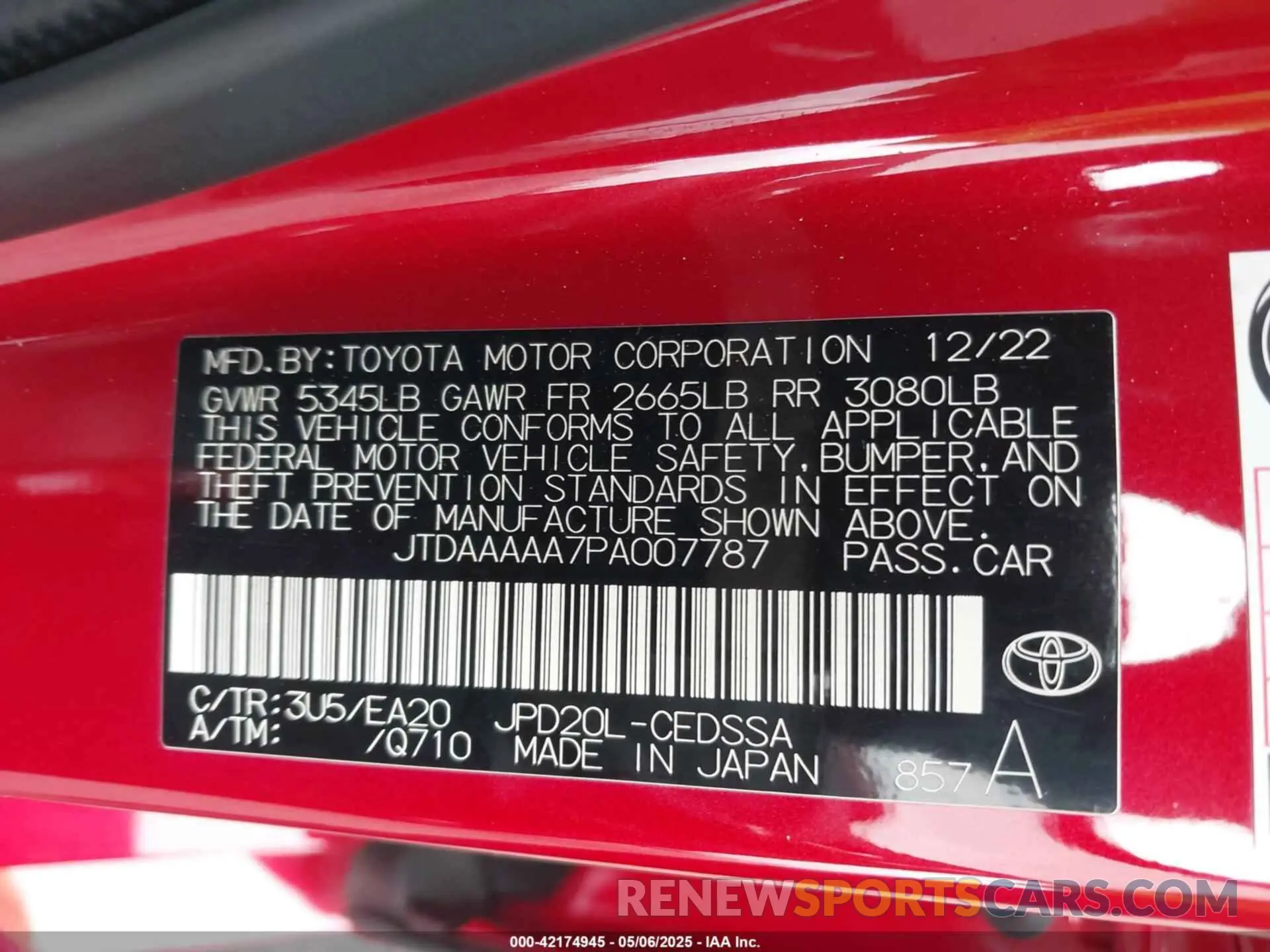 9 Photograph of a damaged car JTDAAAAA7PA007787 TOYOTA MIRAI 2023
