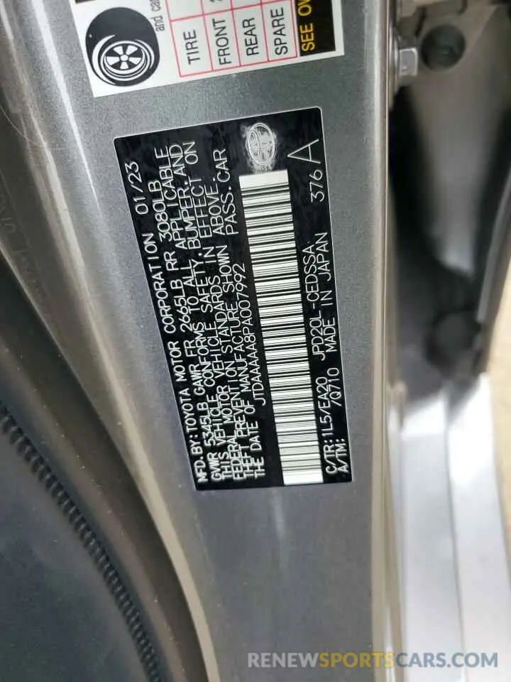 12 Photograph of a damaged car JTDAAAAA8PA007992 TOYOTA MIRAI 2023