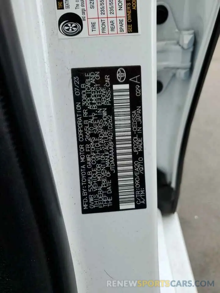 13 Photograph of a damaged car JTDAAAAA8PA010262 TOYOTA MIRAI 2023