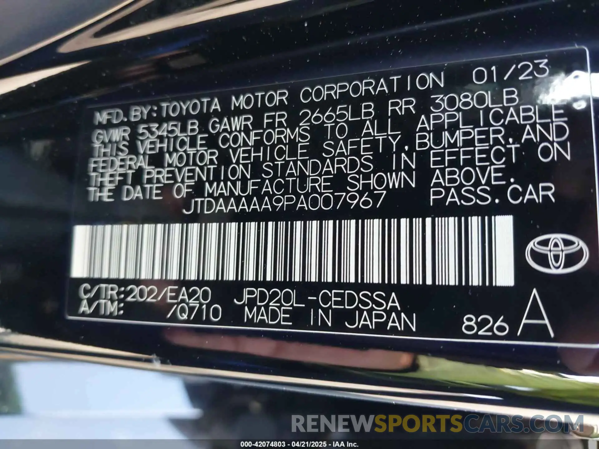 9 Photograph of a damaged car JTDAAAAA9PA007967 TOYOTA MIRAI 2023