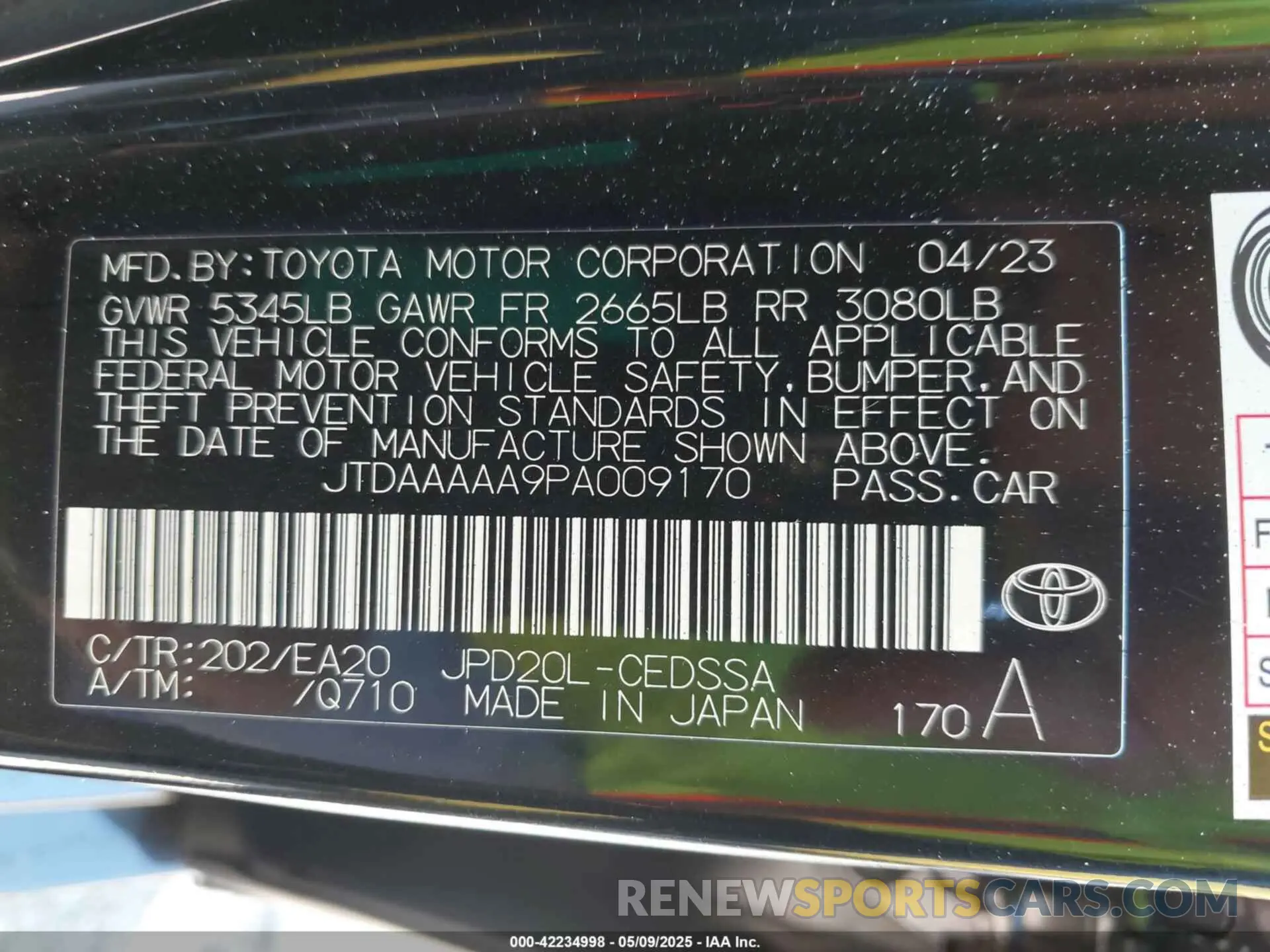 9 Photograph of a damaged car JTDAAAAA9PA009170 TOYOTA MIRAI 2023