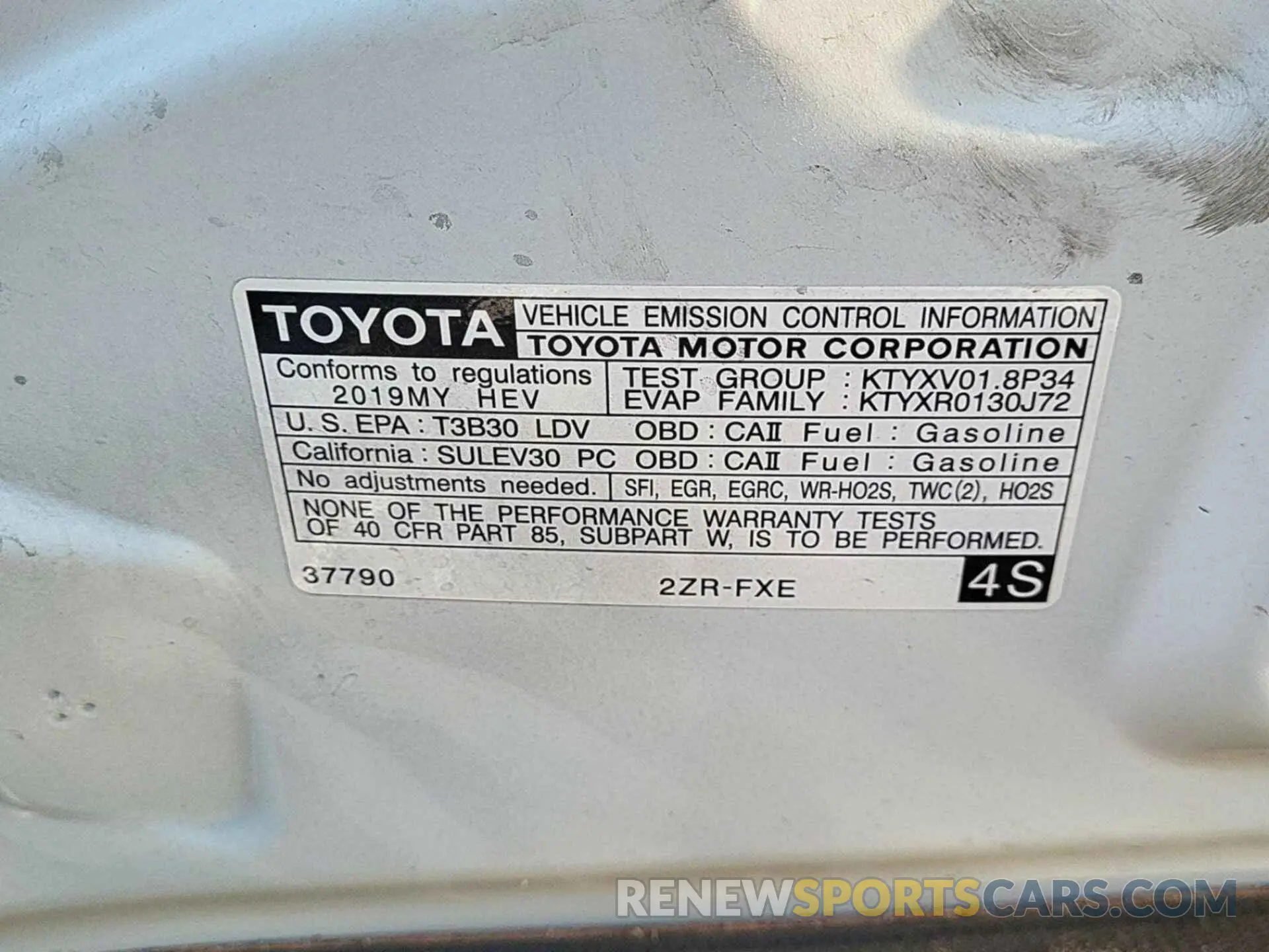 39 Photograph of a damaged car JTDKARFU0K3071589 TOYOTA PRIUS 2019
