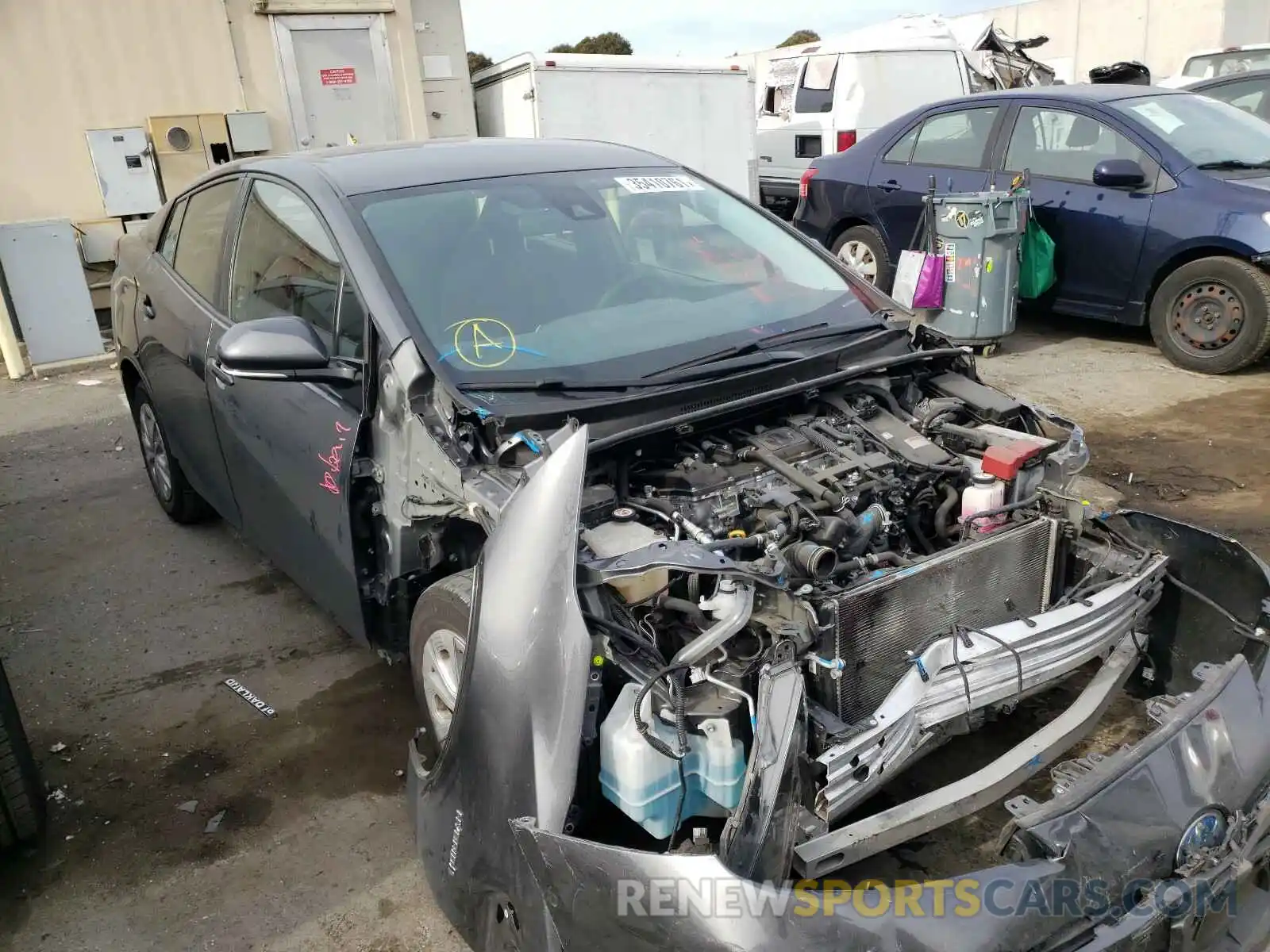 1 Photograph of a damaged car JTDKARFU0K3081958 TOYOTA PRIUS 2019