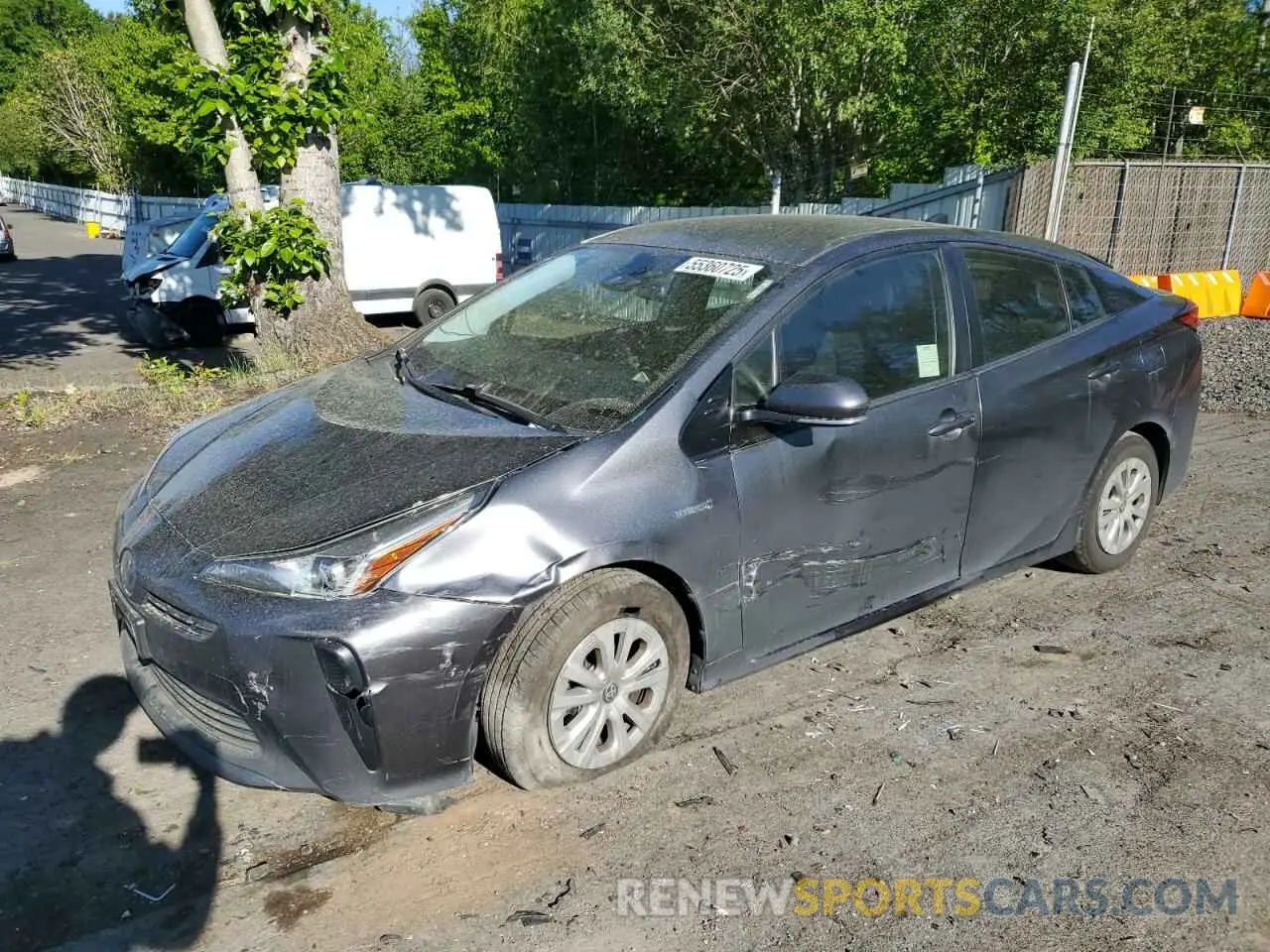 1 Photograph of a damaged car JTDKARFU2K3071688 TOYOTA PRIUS 2019
