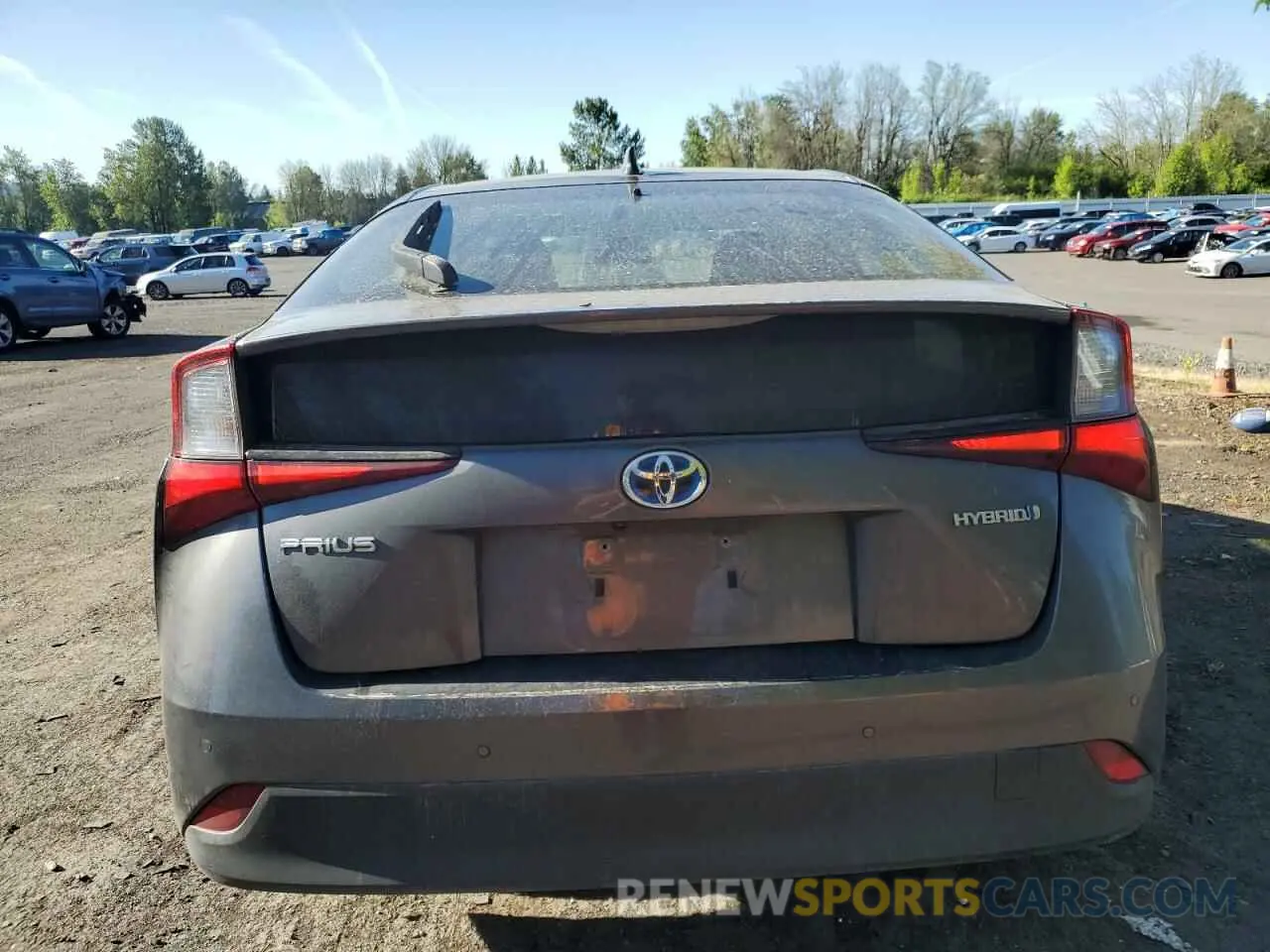 6 Photograph of a damaged car JTDKARFU2K3071688 TOYOTA PRIUS 2019