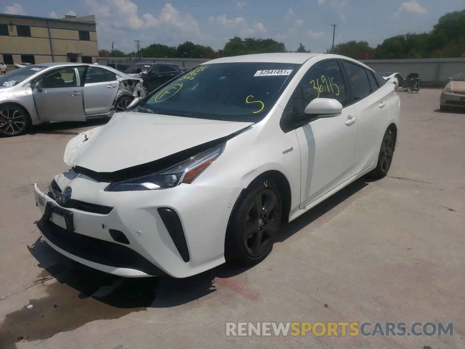 2 Photograph of a damaged car JTDKARFU2K3076695 TOYOTA PRIUS 2019