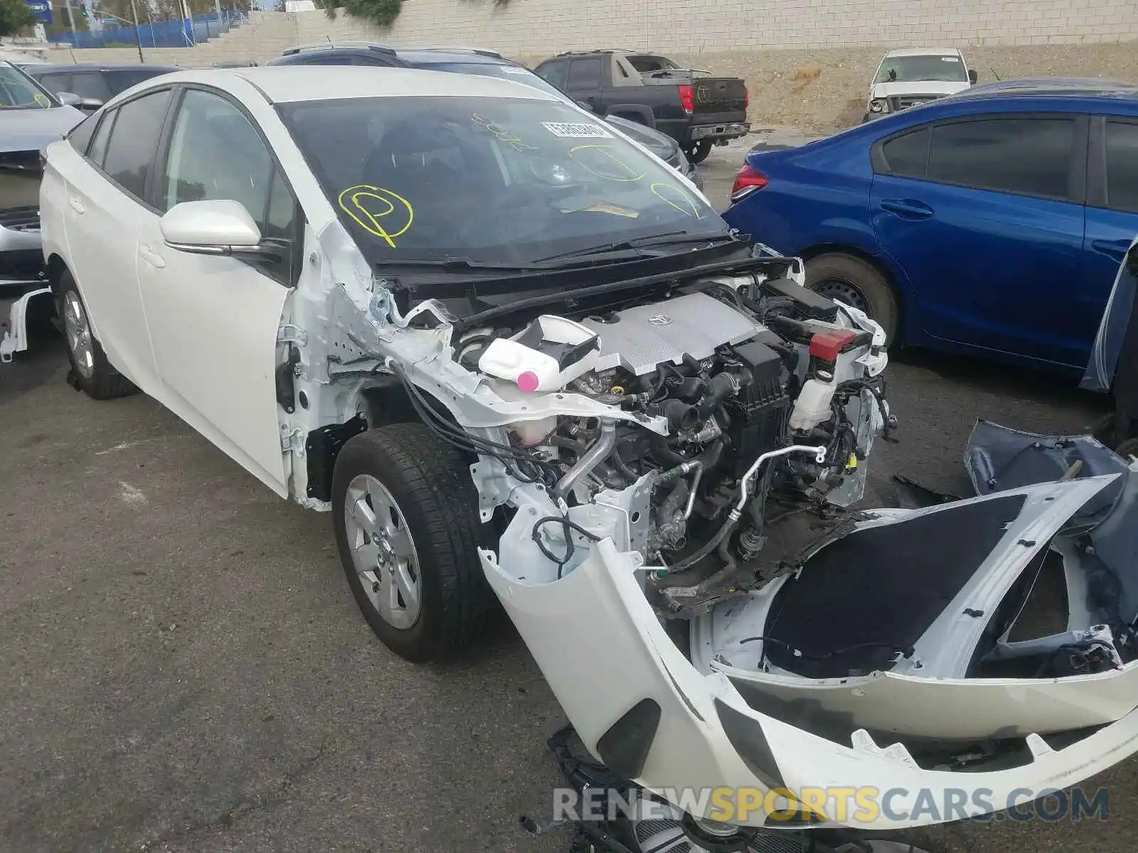 1 Photograph of a damaged car JTDKARFU2K3092623 TOYOTA PRIUS 2019