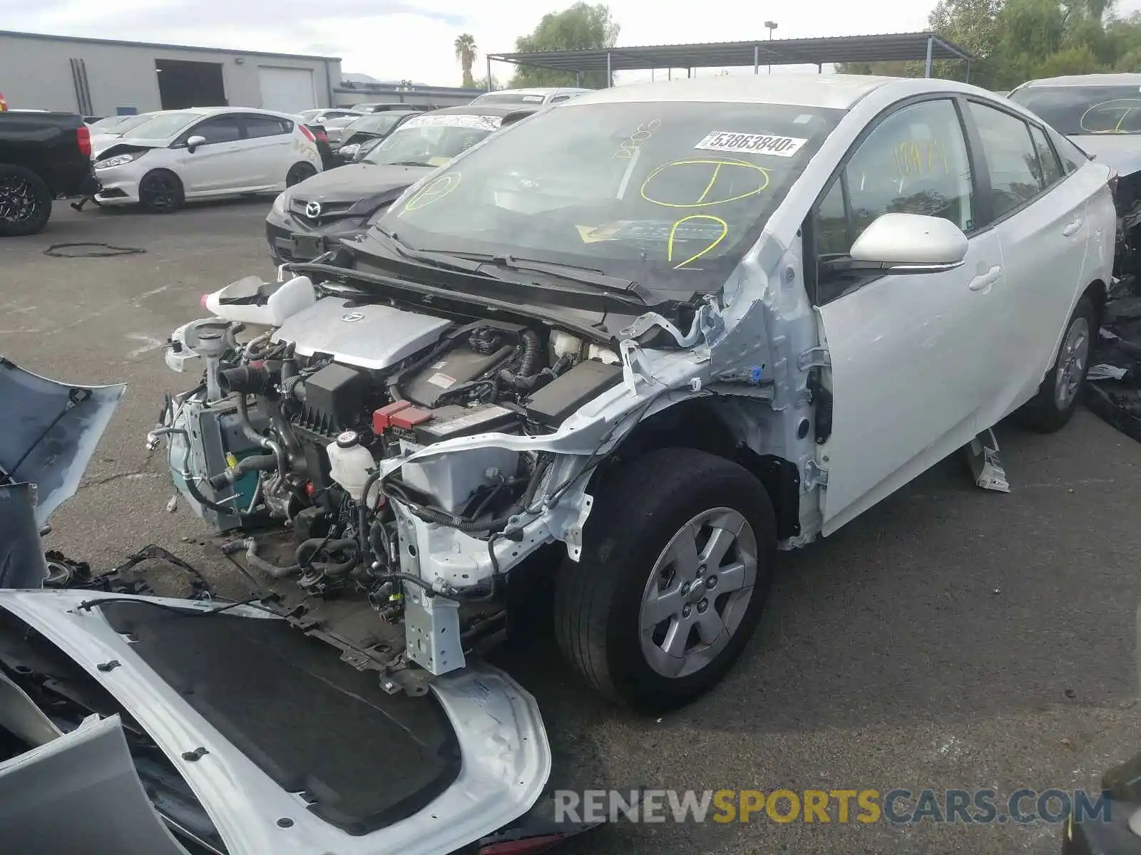 2 Photograph of a damaged car JTDKARFU2K3092623 TOYOTA PRIUS 2019