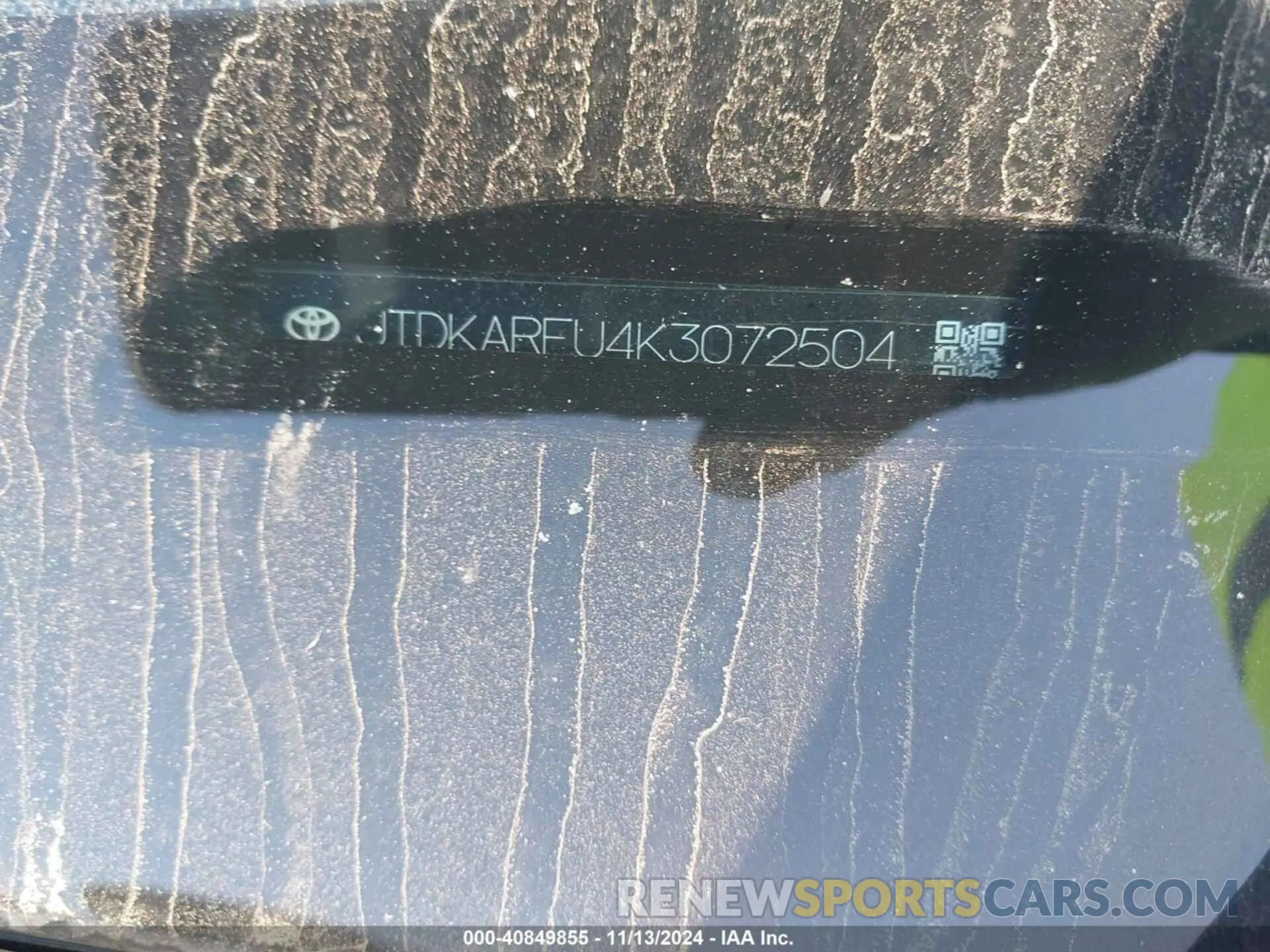 9 Photograph of a damaged car JTDKARFU4K3072504 TOYOTA PRIUS 2019