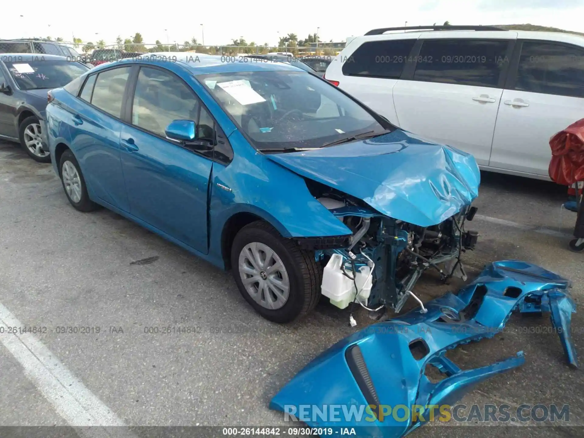 1 Photograph of a damaged car JTDKARFU4K3076682 TOYOTA PRIUS 2019