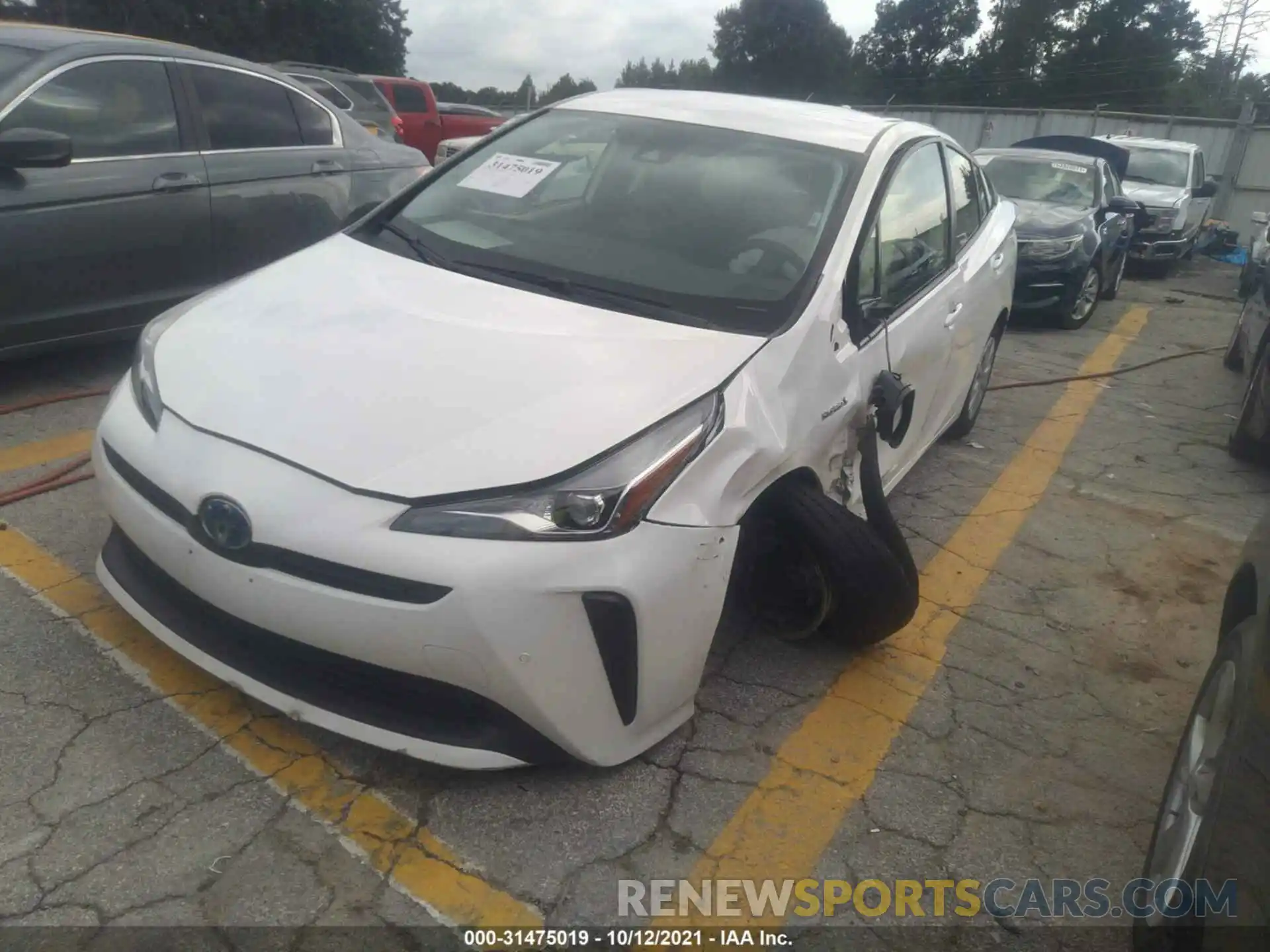 2 Photograph of a damaged car JTDKARFU4K3079632 TOYOTA PRIUS 2019