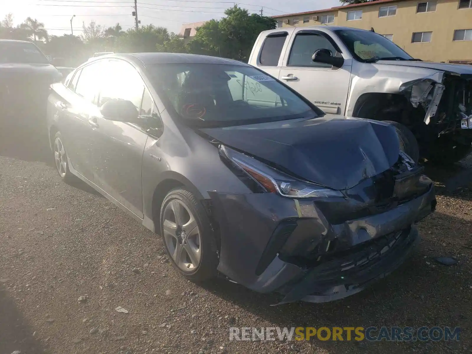 1 Photograph of a damaged car JTDKARFU4K3080926 TOYOTA PRIUS 2019