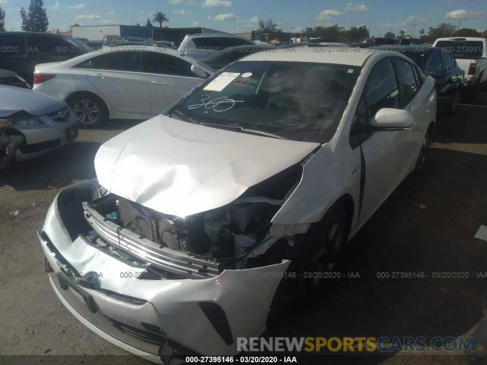 2 Photograph of a damaged car JTDKARFU4K3095202 TOYOTA PRIUS 2019