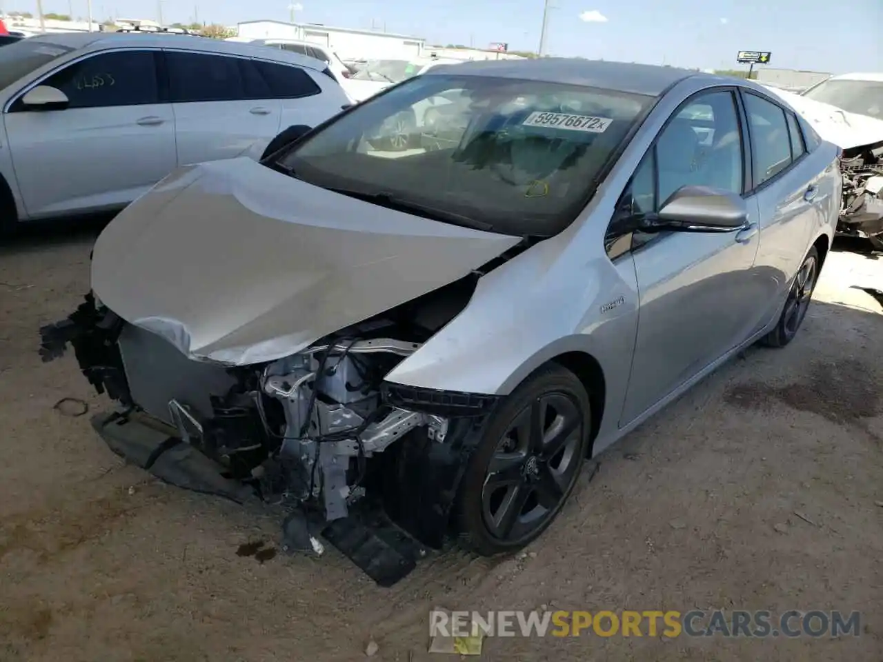 2 Photograph of a damaged car JTDKARFU5K3073094 TOYOTA PRIUS 2019