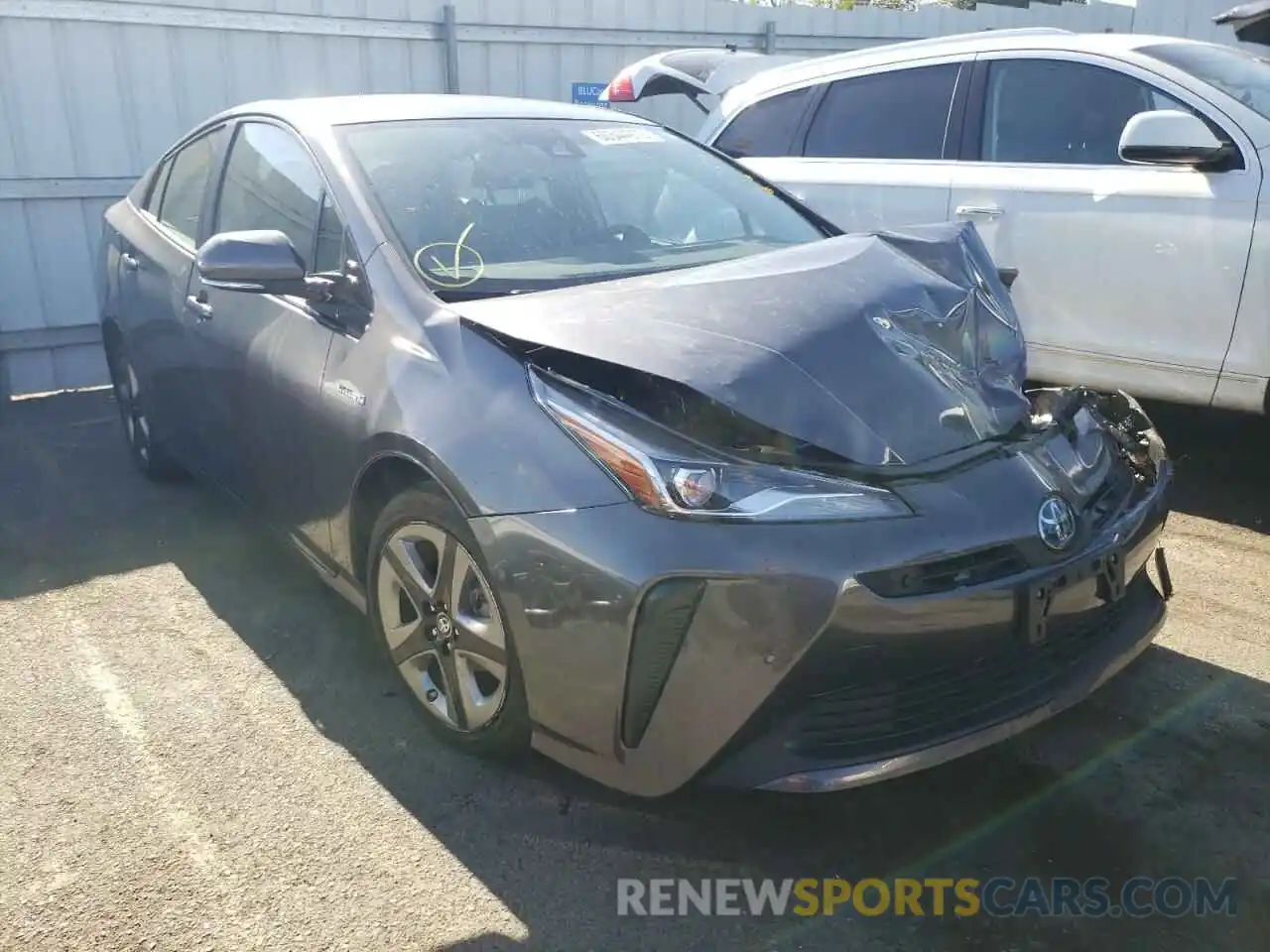 1 Photograph of a damaged car JTDKARFU5K3073578 TOYOTA PRIUS 2019