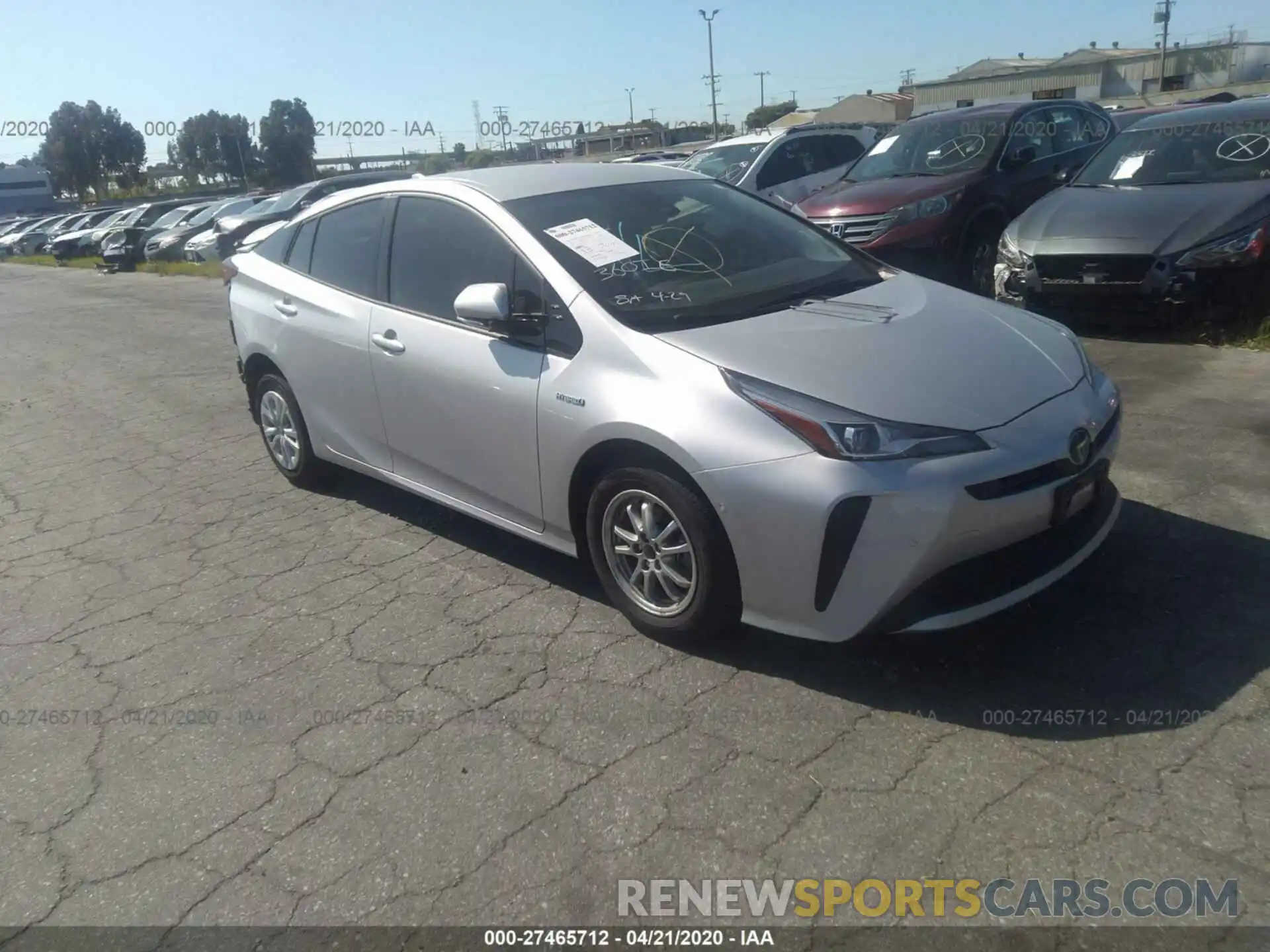 1 Photograph of a damaged car JTDKARFU5K3075377 TOYOTA PRIUS 2019