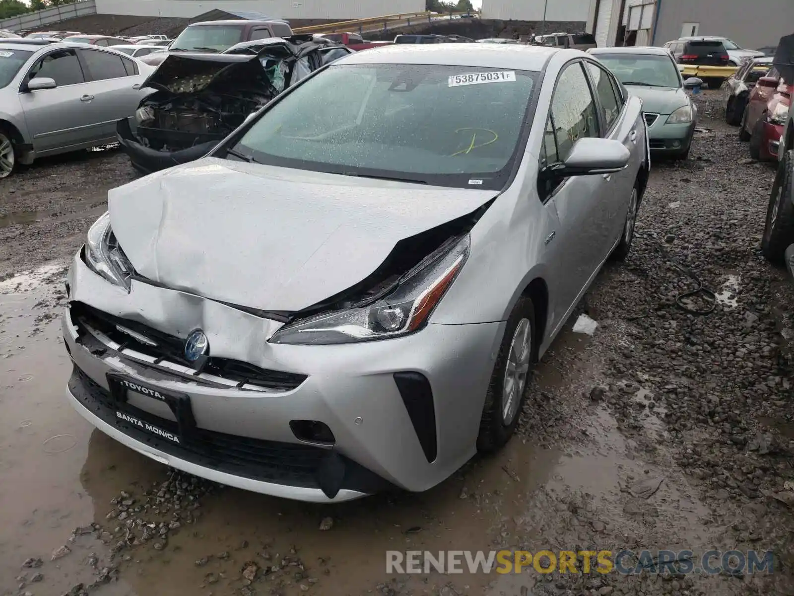 2 Photograph of a damaged car JTDKARFU5K3077694 TOYOTA PRIUS 2019