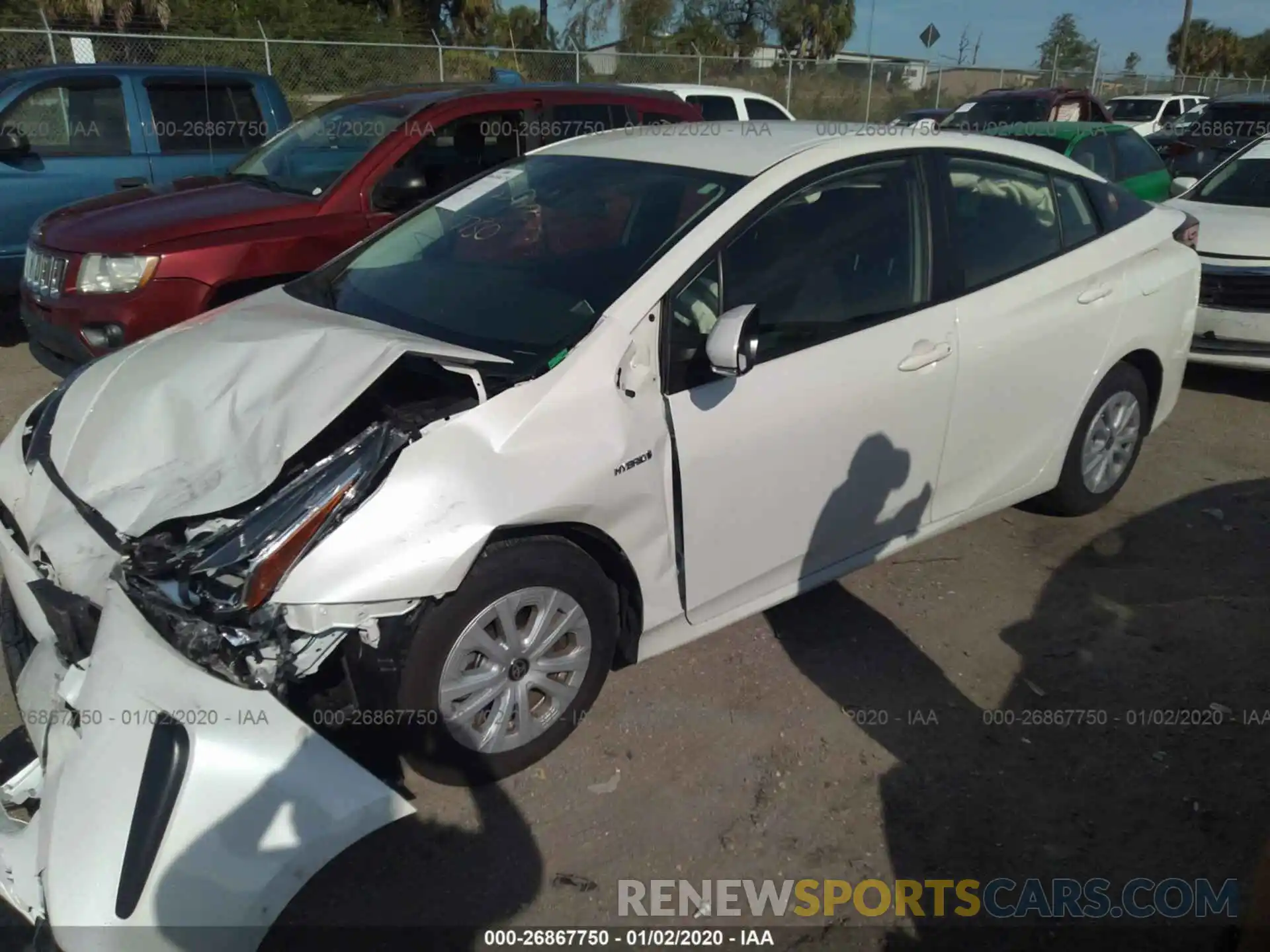 2 Photograph of a damaged car JTDKARFU5K3087531 TOYOTA PRIUS 2019