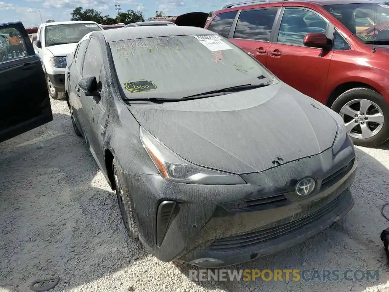 1 Photograph of a damaged car JTDKARFU6K3083567 TOYOTA PRIUS 2019