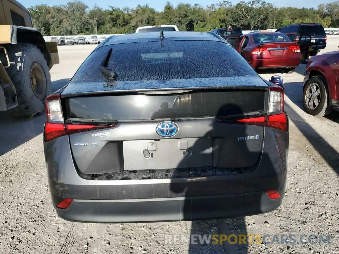 6 Photograph of a damaged car JTDKARFU6K3084167 TOYOTA PRIUS 2019