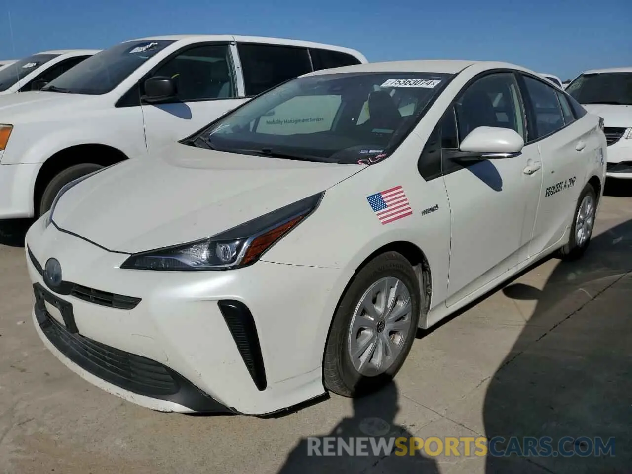 1 Photograph of a damaged car JTDKARFU6K3089143 TOYOTA PRIUS 2019