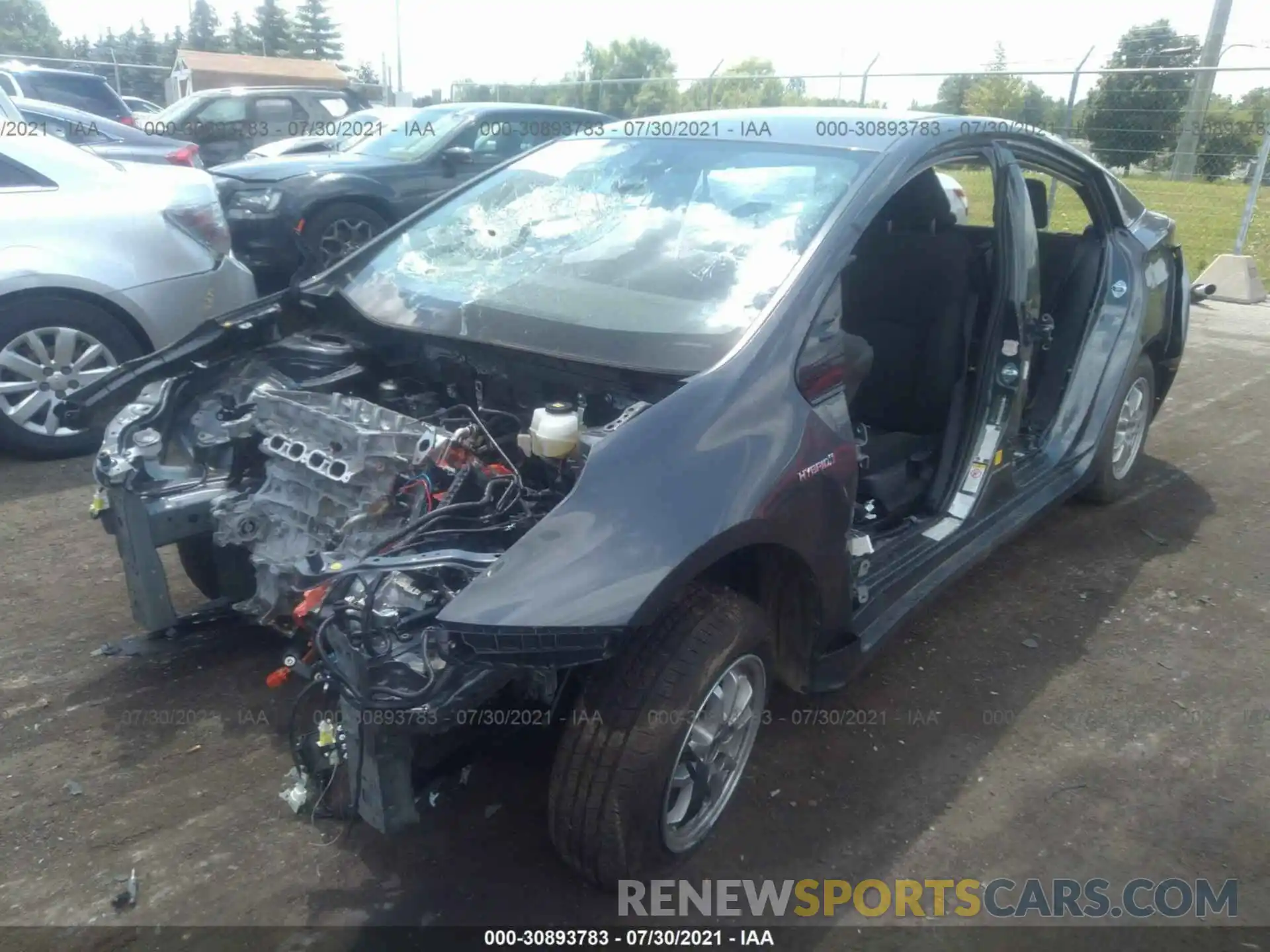 2 Photograph of a damaged car JTDKARFU7K3073548 TOYOTA PRIUS 2019