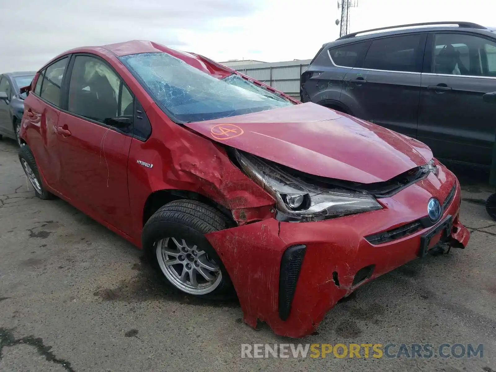 1 Photograph of a damaged car JTDKARFU7K3081729 TOYOTA PRIUS 2019