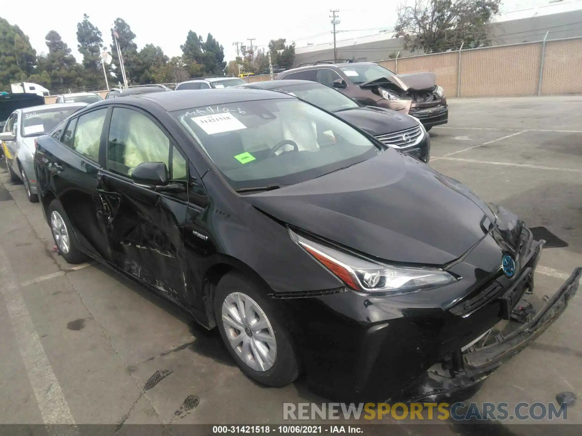 1 Photograph of a damaged car JTDKARFU7K3091886 TOYOTA PRIUS 2019