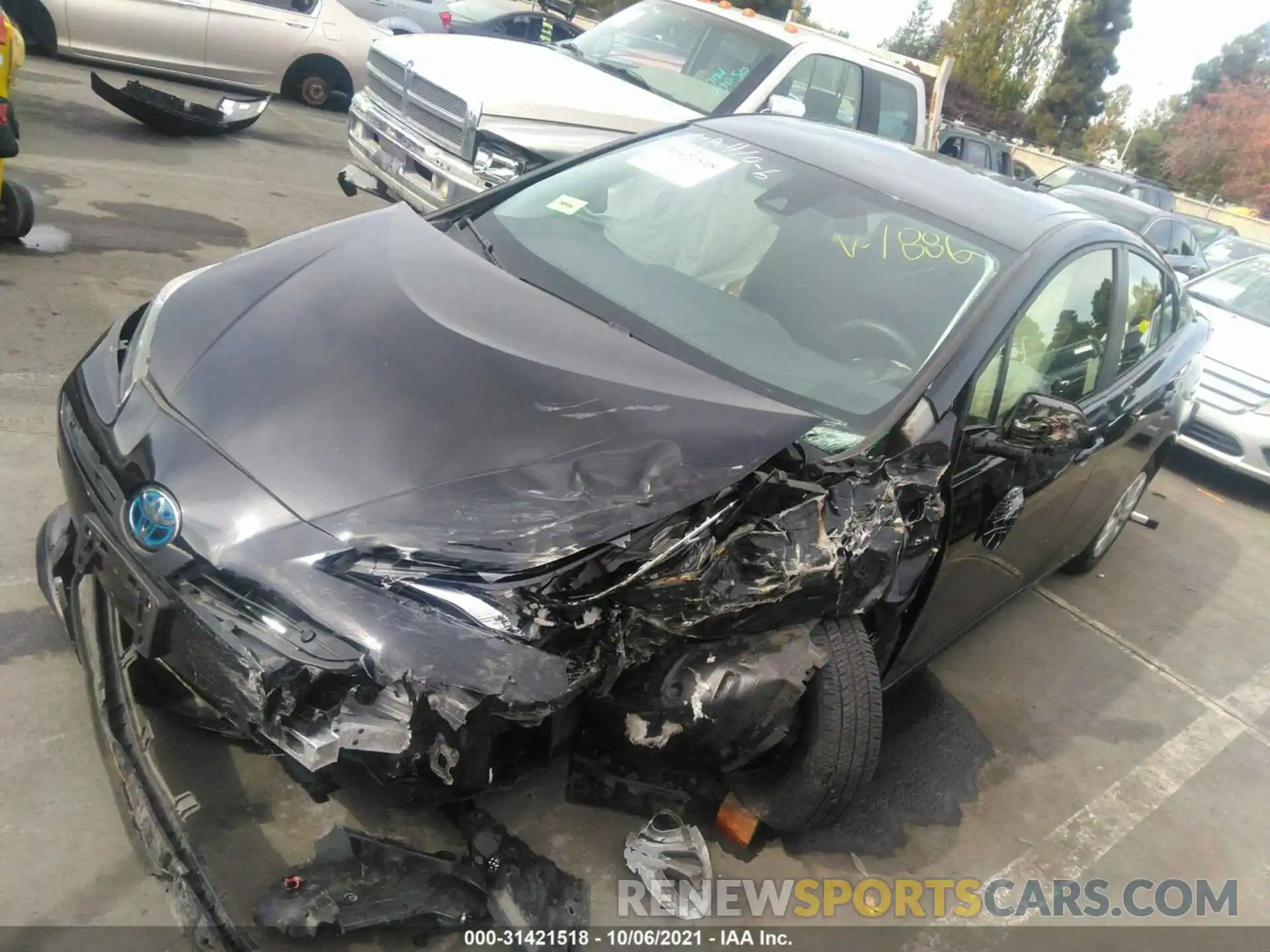 2 Photograph of a damaged car JTDKARFU7K3091886 TOYOTA PRIUS 2019