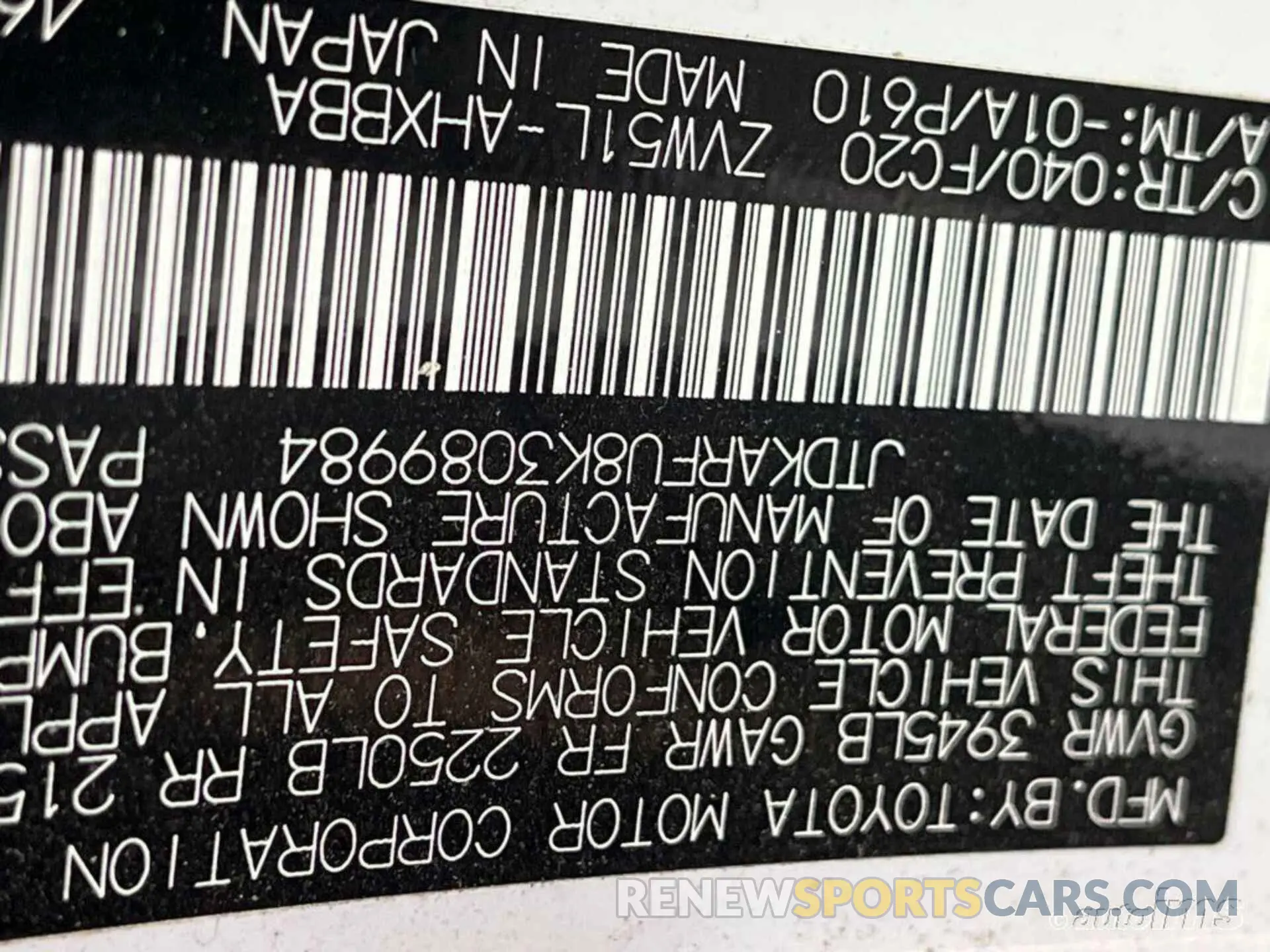 6 Photograph of a damaged car JTDKARFU8K3089984 TOYOTA PRIUS 2019