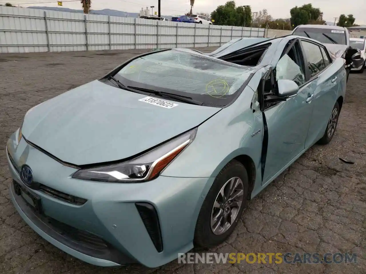 2 Photograph of a damaged car JTDKARFU9K3085958 TOYOTA PRIUS 2019