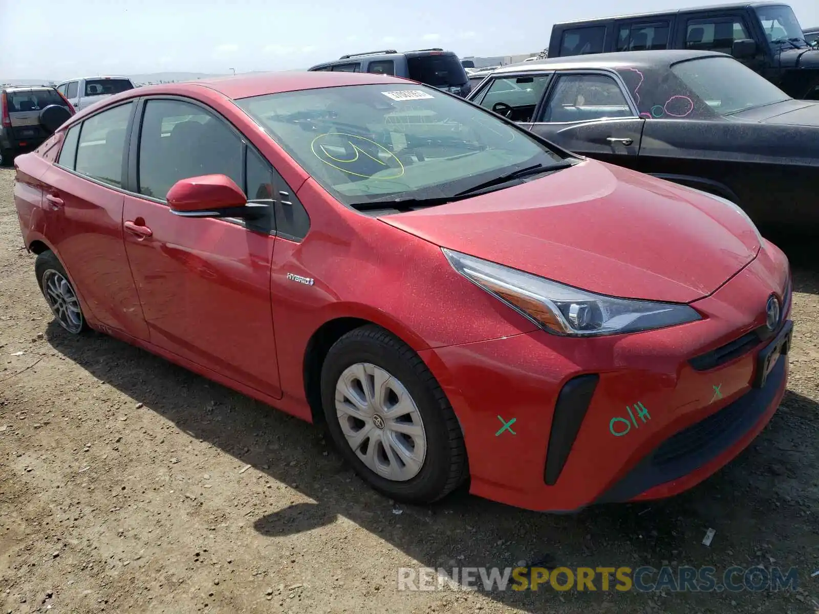 1 Photograph of a damaged car JTDKARFU9K3093364 TOYOTA PRIUS 2019