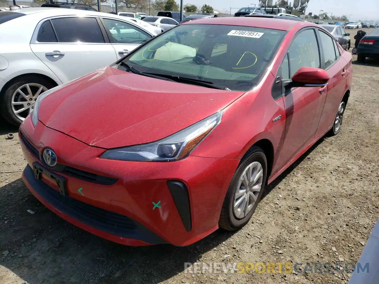 2 Photograph of a damaged car JTDKARFU9K3093364 TOYOTA PRIUS 2019