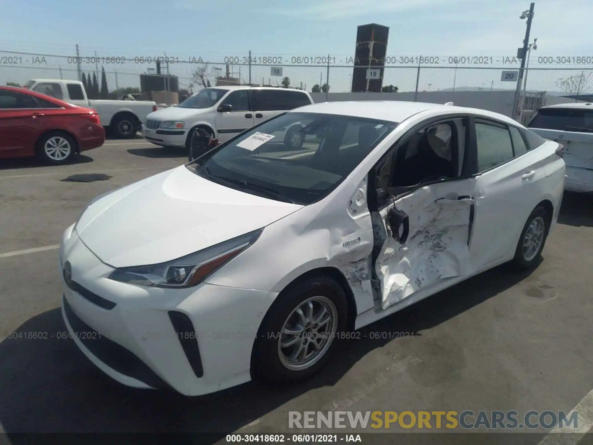 2 Photograph of a damaged car JTDKARFUXK3070384 TOYOTA PRIUS 2019