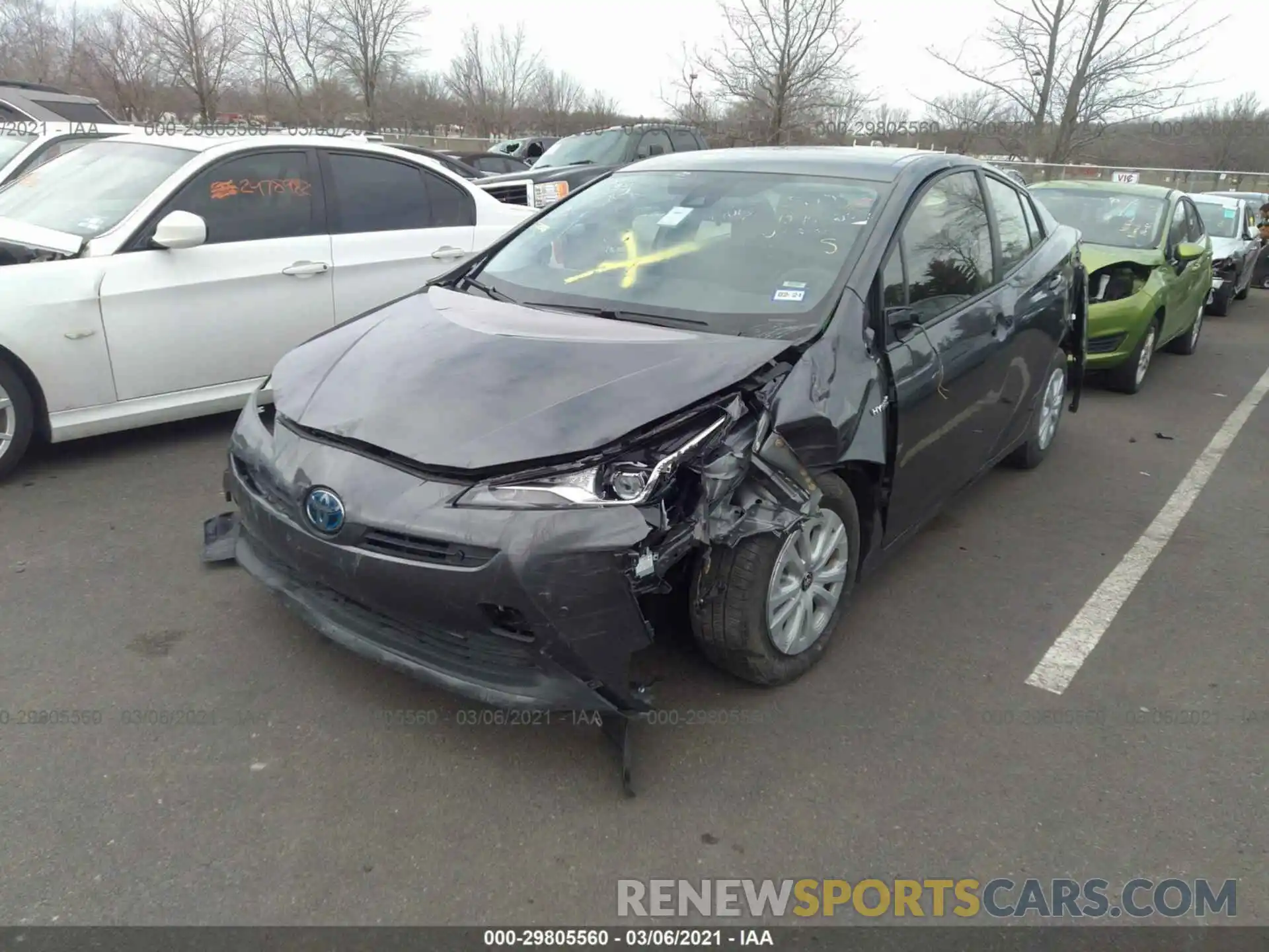 2 Photograph of a damaged car JTDKARFUXK3073186 TOYOTA PRIUS 2019