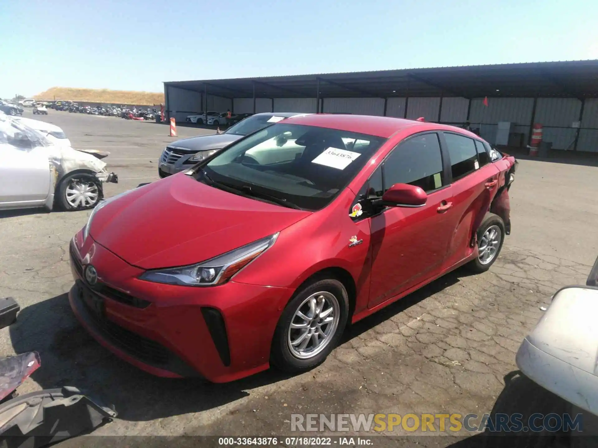 2 Photograph of a damaged car JTDKARFUXK3074032 TOYOTA PRIUS 2019