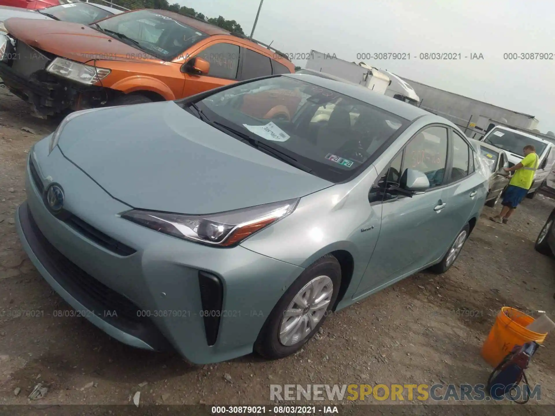 2 Photograph of a damaged car JTDKARFUXK3099657 TOYOTA PRIUS 2019