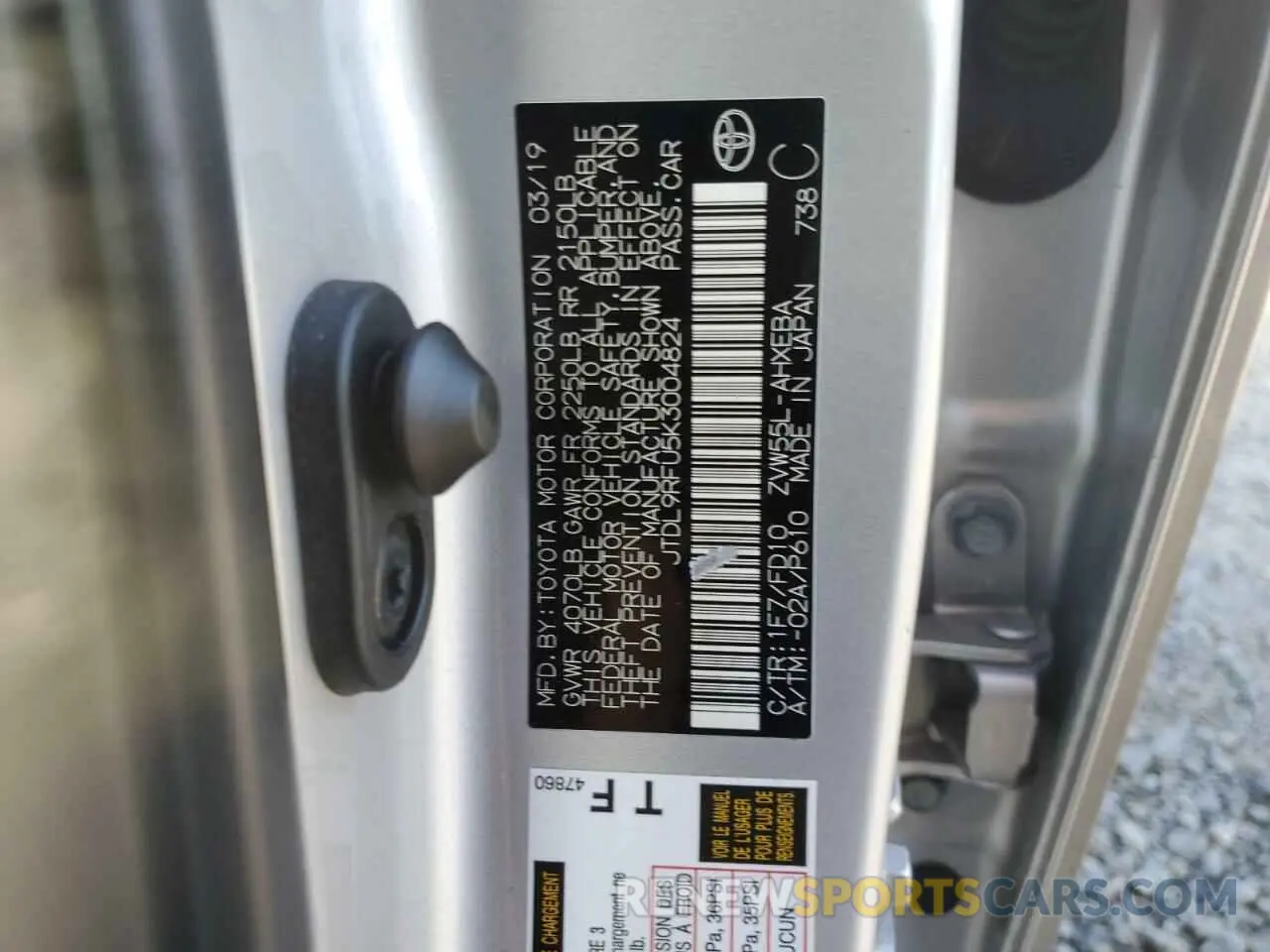 14 Photograph of a damaged car JTDL9RFU5K3004824 TOYOTA PRIUS 2019