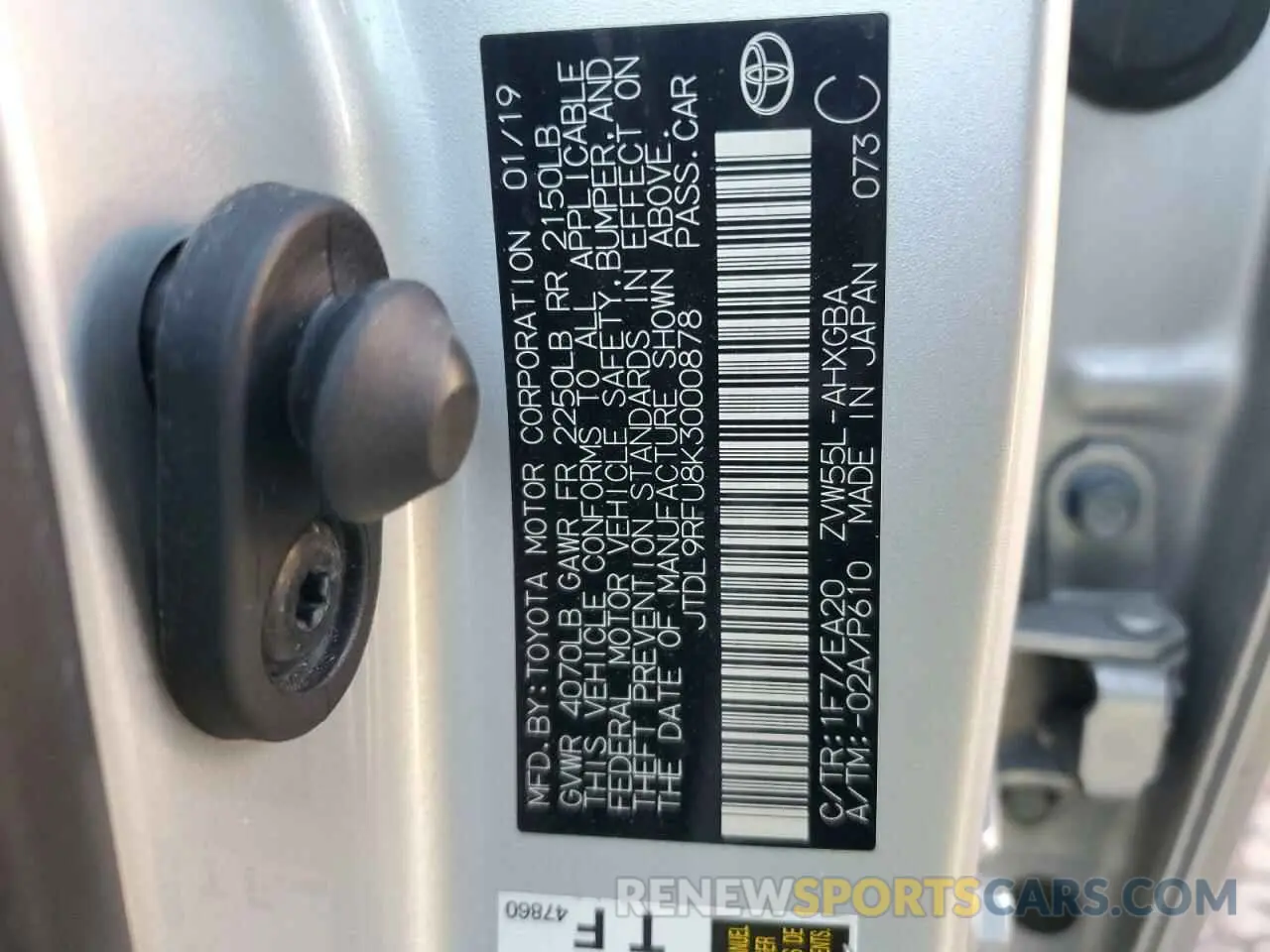 14 Photograph of a damaged car JTDL9RFU8K3000878 TOYOTA PRIUS 2019