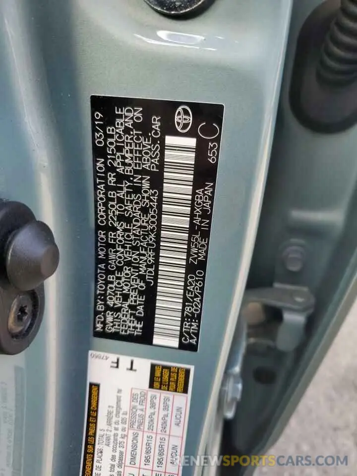 14 Photograph of a damaged car JTDL9RFU9K3005443 TOYOTA PRIUS 2019